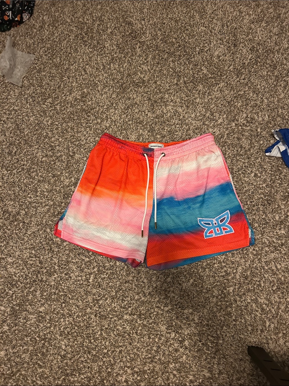 Men's Athletic Mesh Shorts - Pink/Orange/Blue